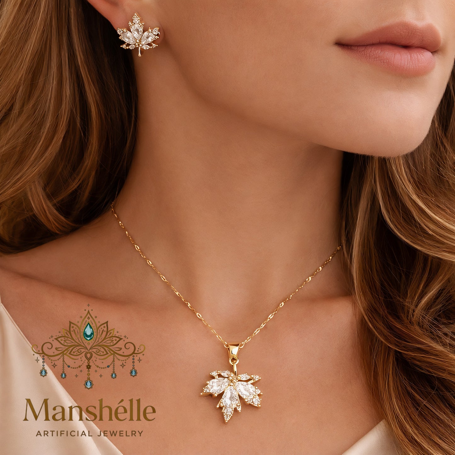 Manshélle - Aurora Maple Crystal Pendant Set