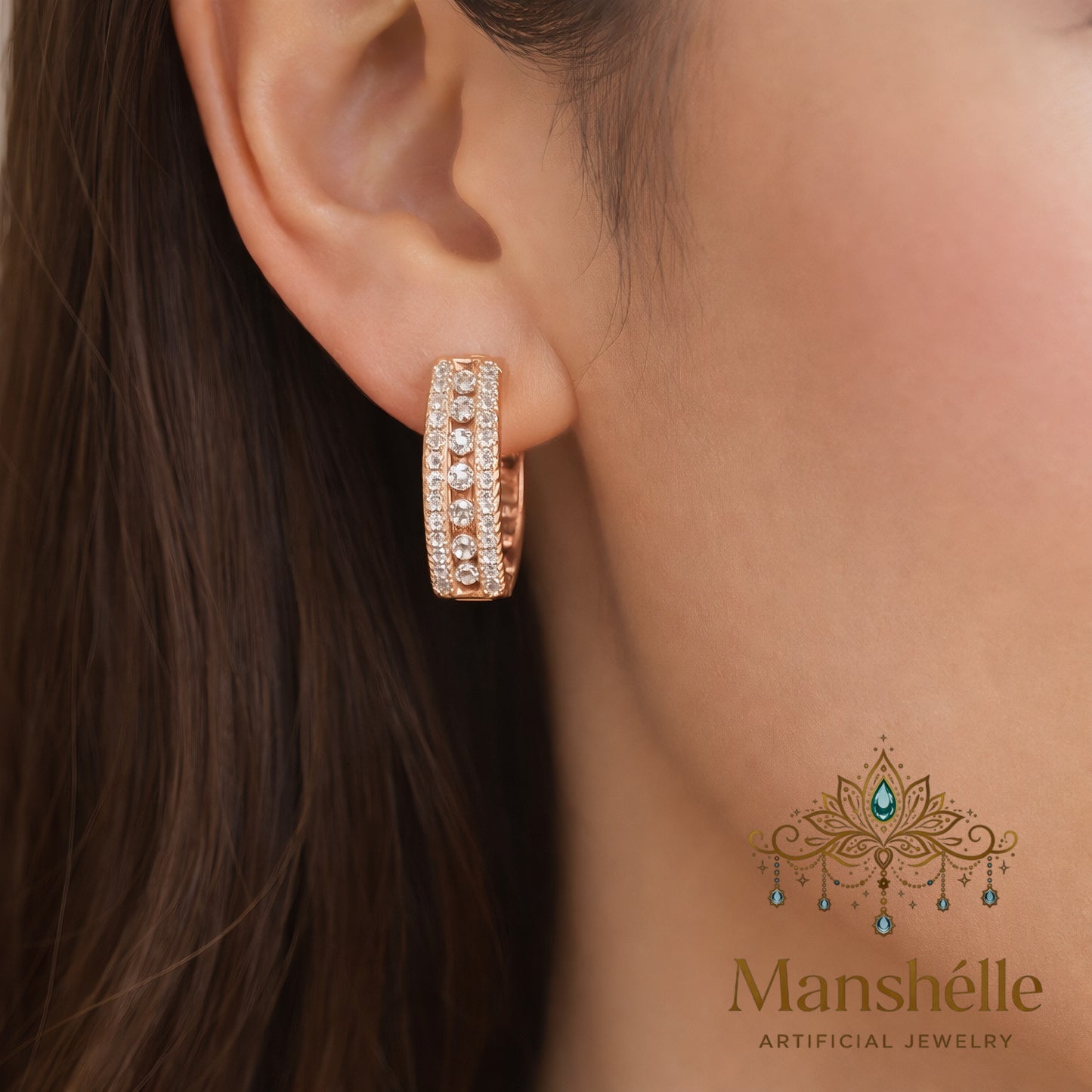 Manshélle - Radiant Luxe Crystal Hoop Earrings