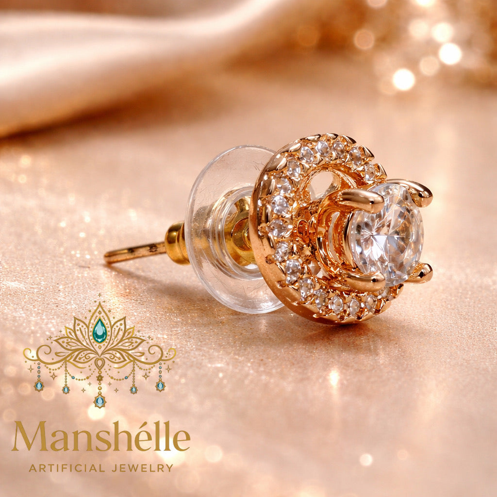Manshélle - Celestia Halo Crystal Stud Earrings