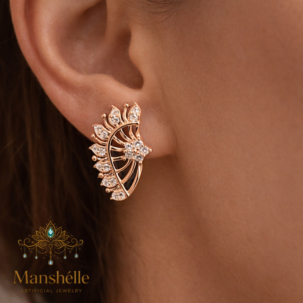 Manshélle - Sunflare Crystal Petal Stud Earrings