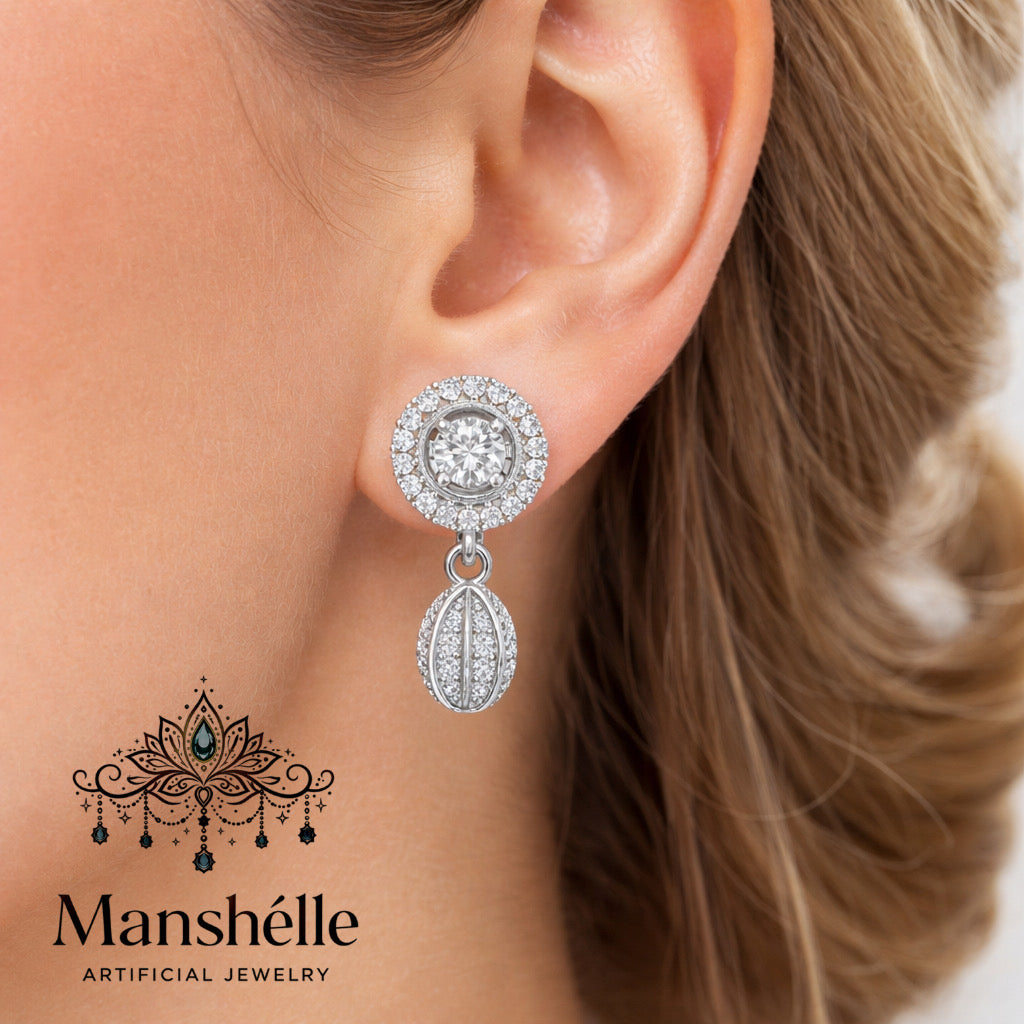 Manshélle - Aurora Halo Drop Crystal Earrings