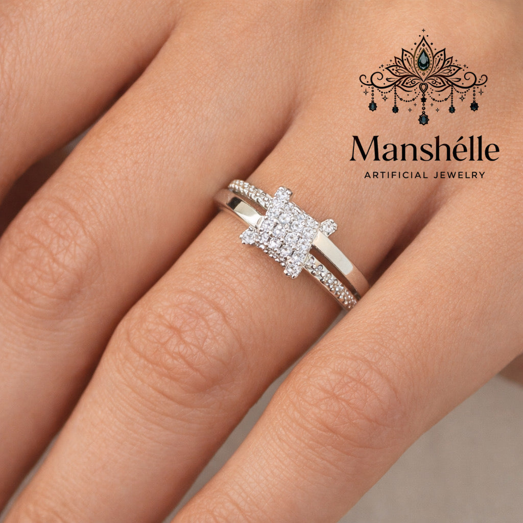 Manshélle - Celeste Crystal Harmony Bangle & Ring Set