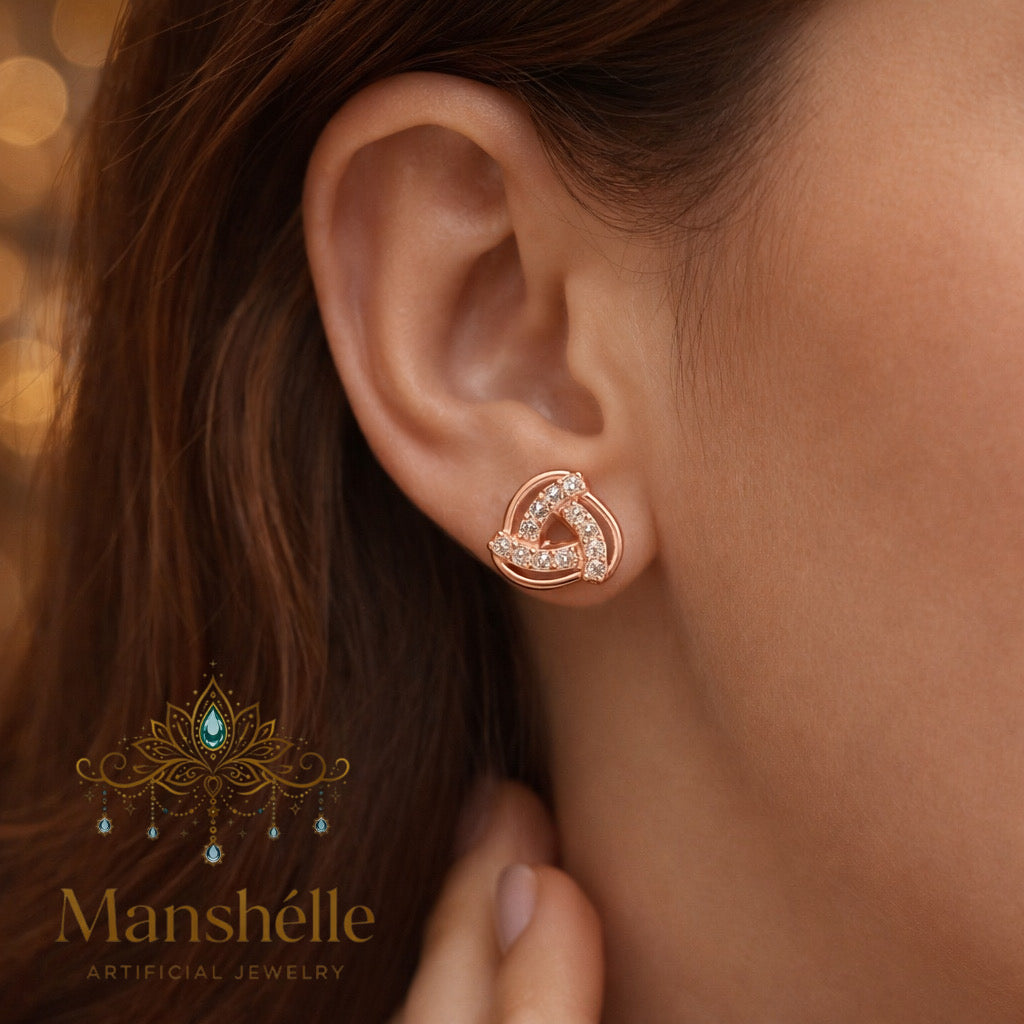 Manshélle - Infinity Trinity Crystal Stud Earrings