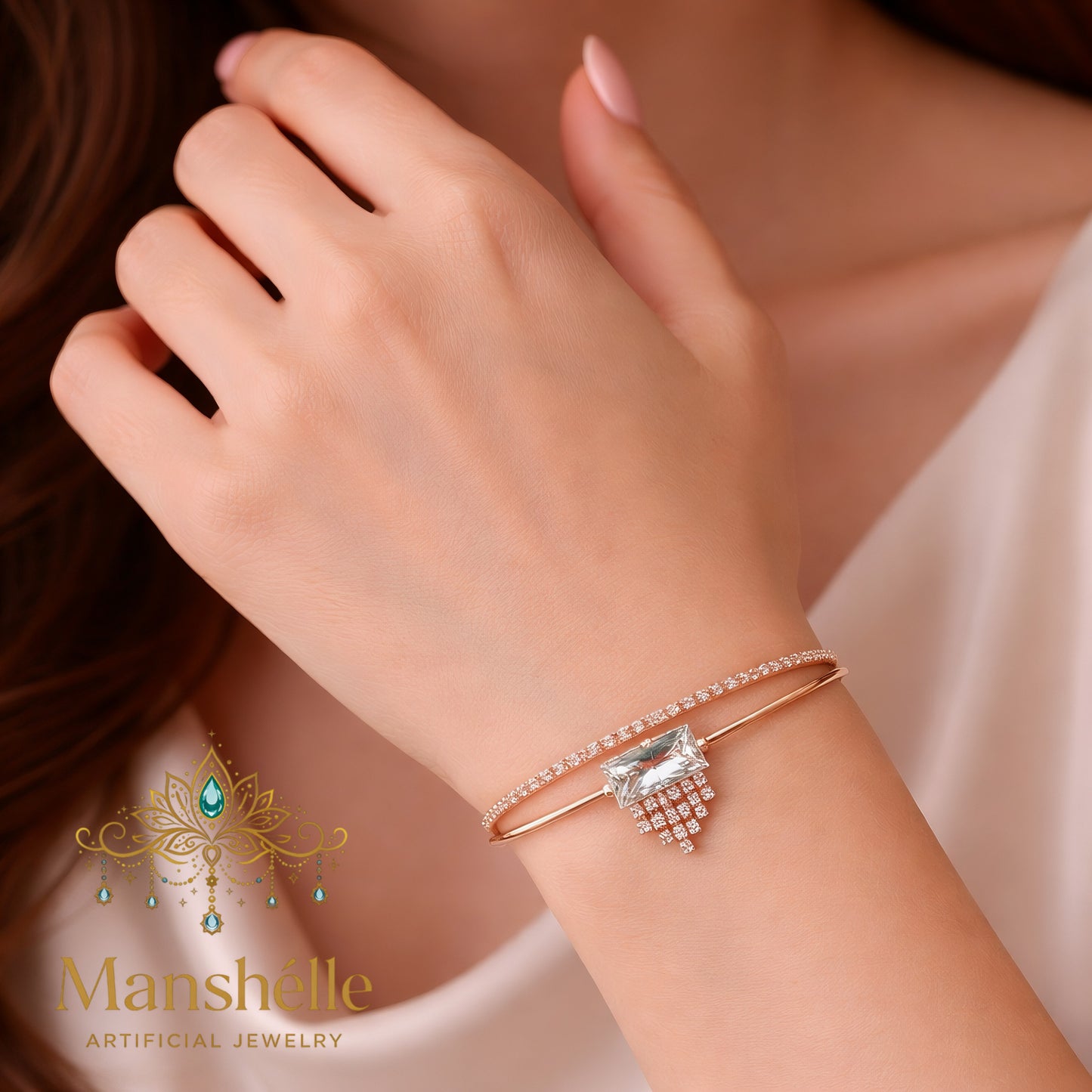 Manshélle - Radiant Cascade Crystal Bangle