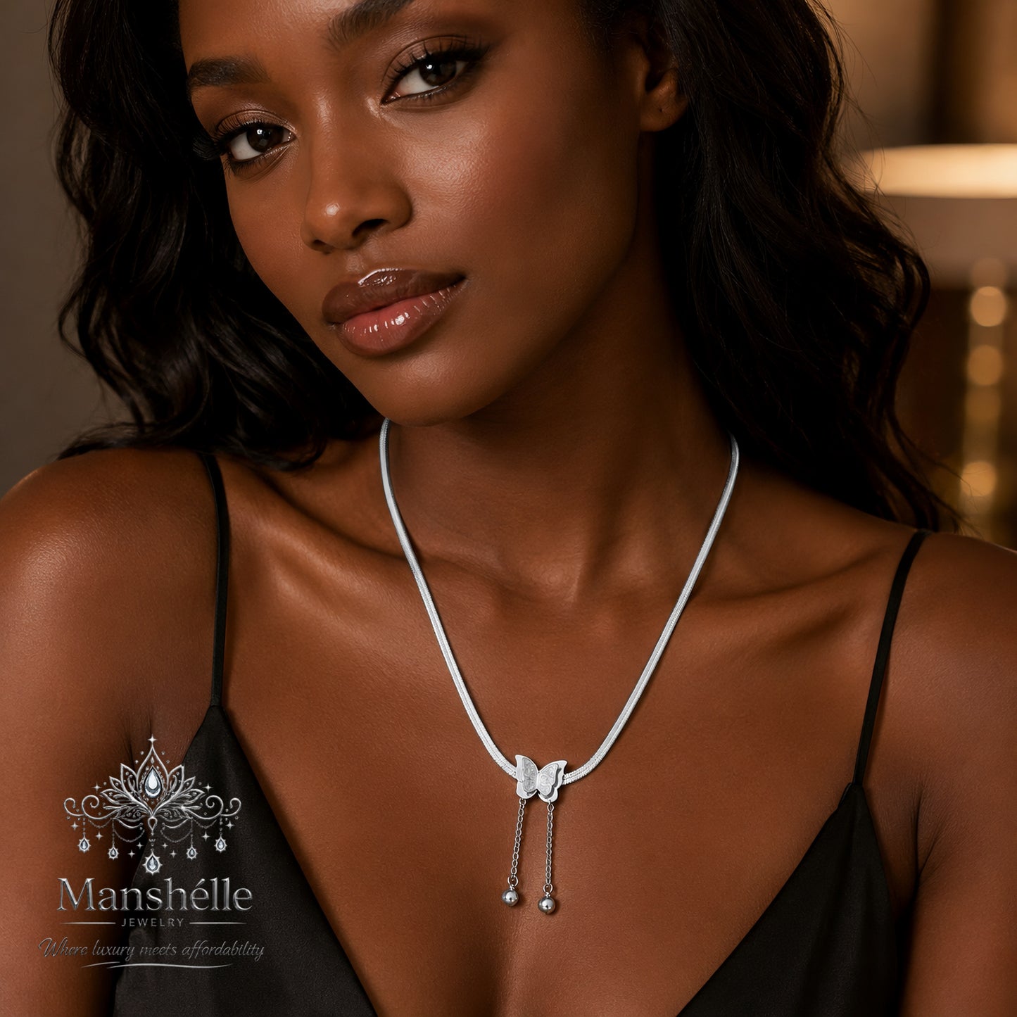 Manshélle Silver Flutter Tassel Necklace