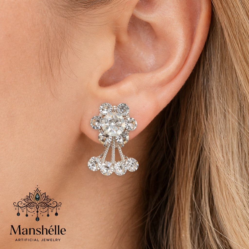 Manshélle - Crystal Cascade Bloom Drop Earrings