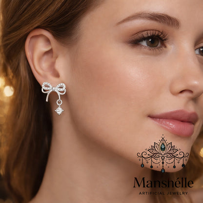 Manshélle - Crystal Bow Elegance Drop Earrings