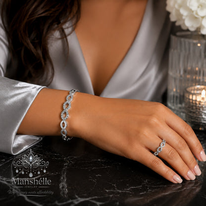 Manshélle Silver Infinity Luxe Bangle & Ring Set