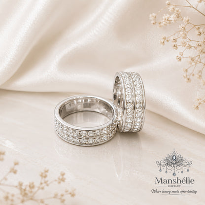 Manshélle Celestia Silver Crystal Dual Band Ring