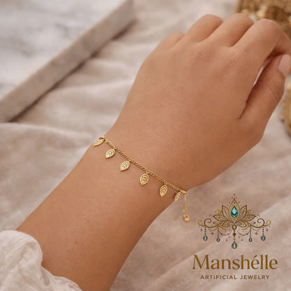 Manshélle - Golden Leaf Charm Bracelet