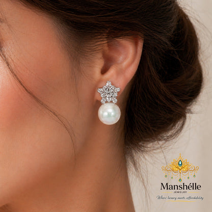 Manshélle Celeste Bloom Pearl Drop Earrings