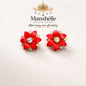 Manshélle - Scarlet Bloom Crystal Stud Earrings