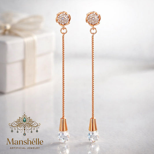Manshélle - Aurora Crystal Drop Chain Earrings
