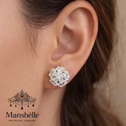 Manshélle - Celeste Crystal Bloom Stud Earrings