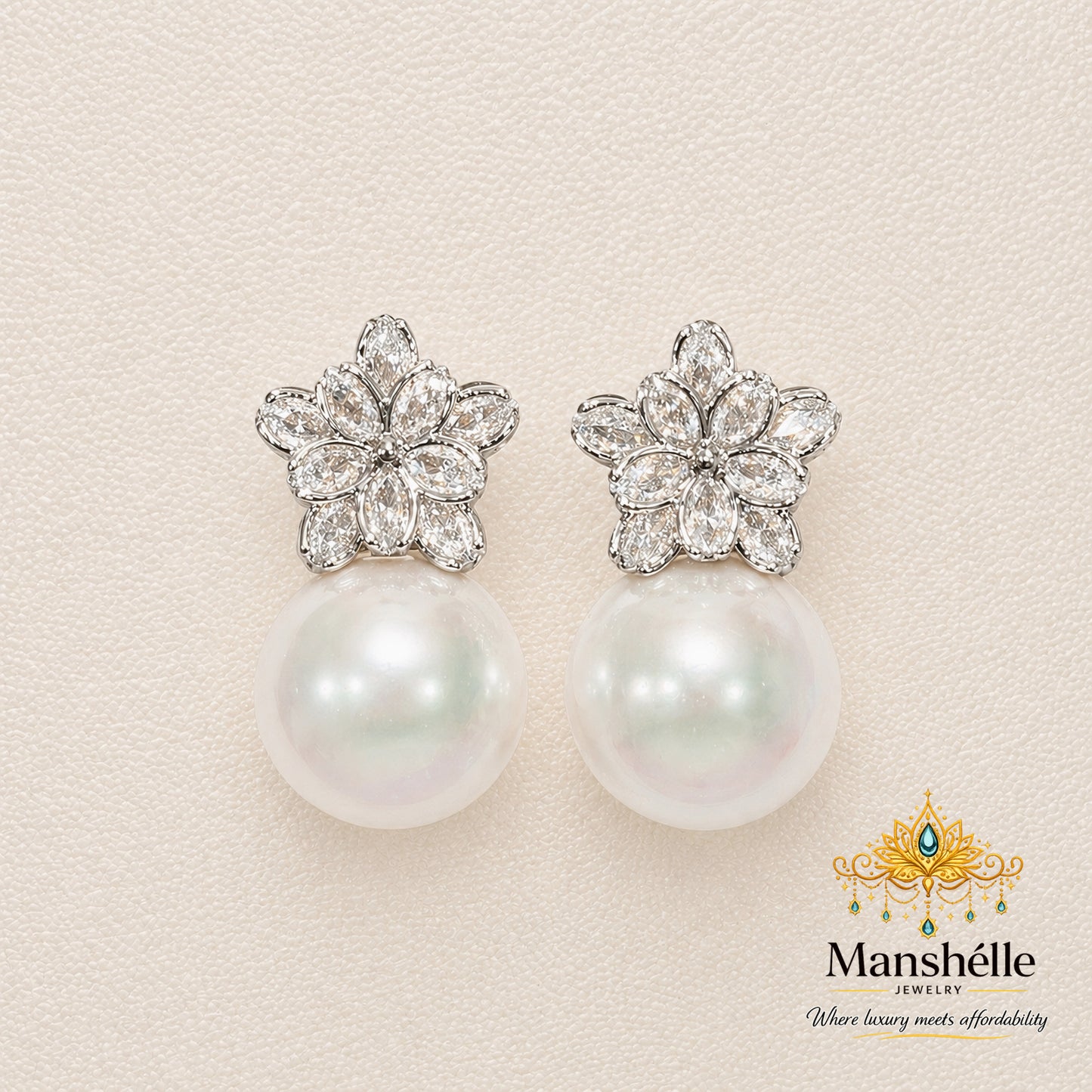 Manshélle Celeste Bloom Pearl Drop Earrings