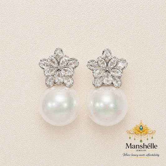 Manshélle Celeste Bloom Pearl Drop Earrings