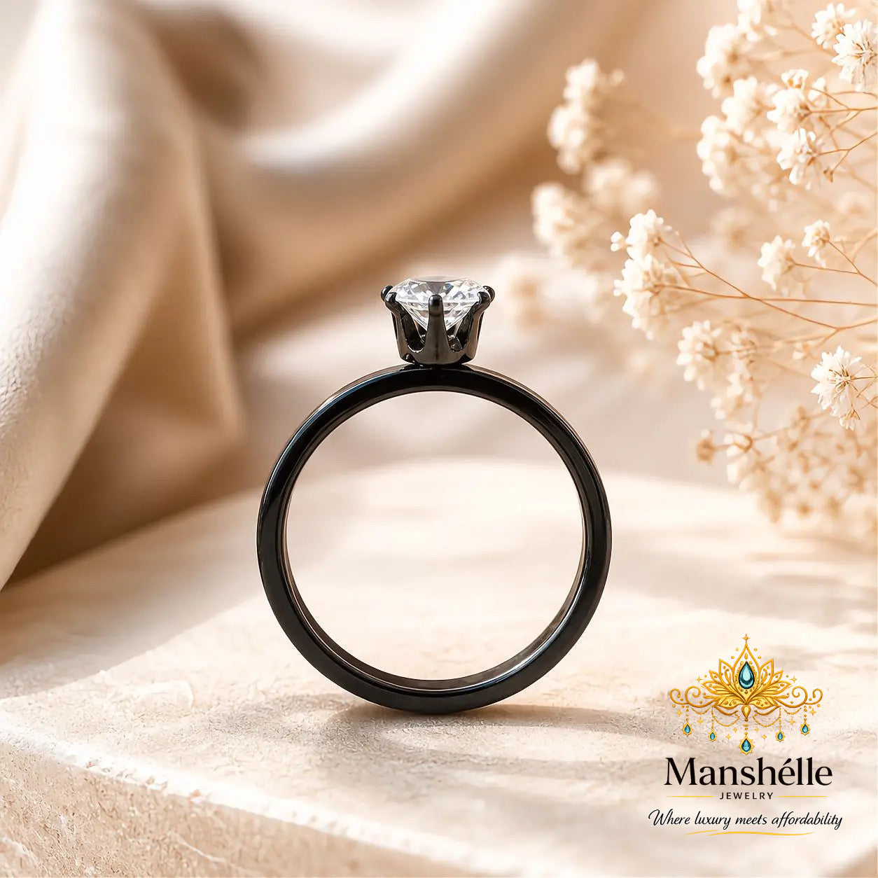 Manshélle Midnight Solitaire Ring