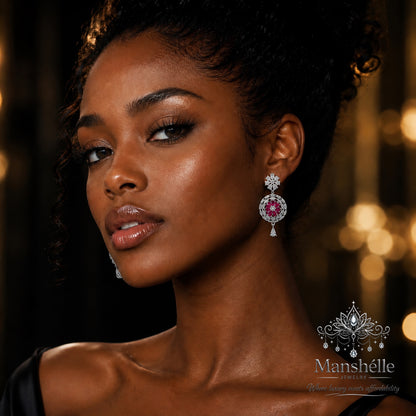 Celestia Ruby Bloom Drop Earrings