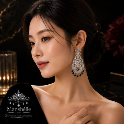 Midnight Royale Crystal Chandelier Earrings
