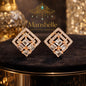 Manshélle - Regalia Diamond Frame Crystal Stud Earrings