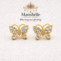 Manshélle - Golden Flutter Crystal Butterfly Stud Earrings