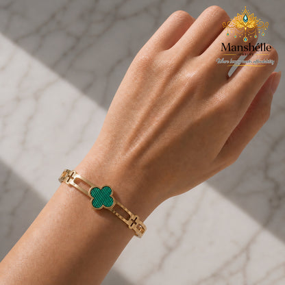 Manshélle Emerald Clover Luxe Bangle Bracelet