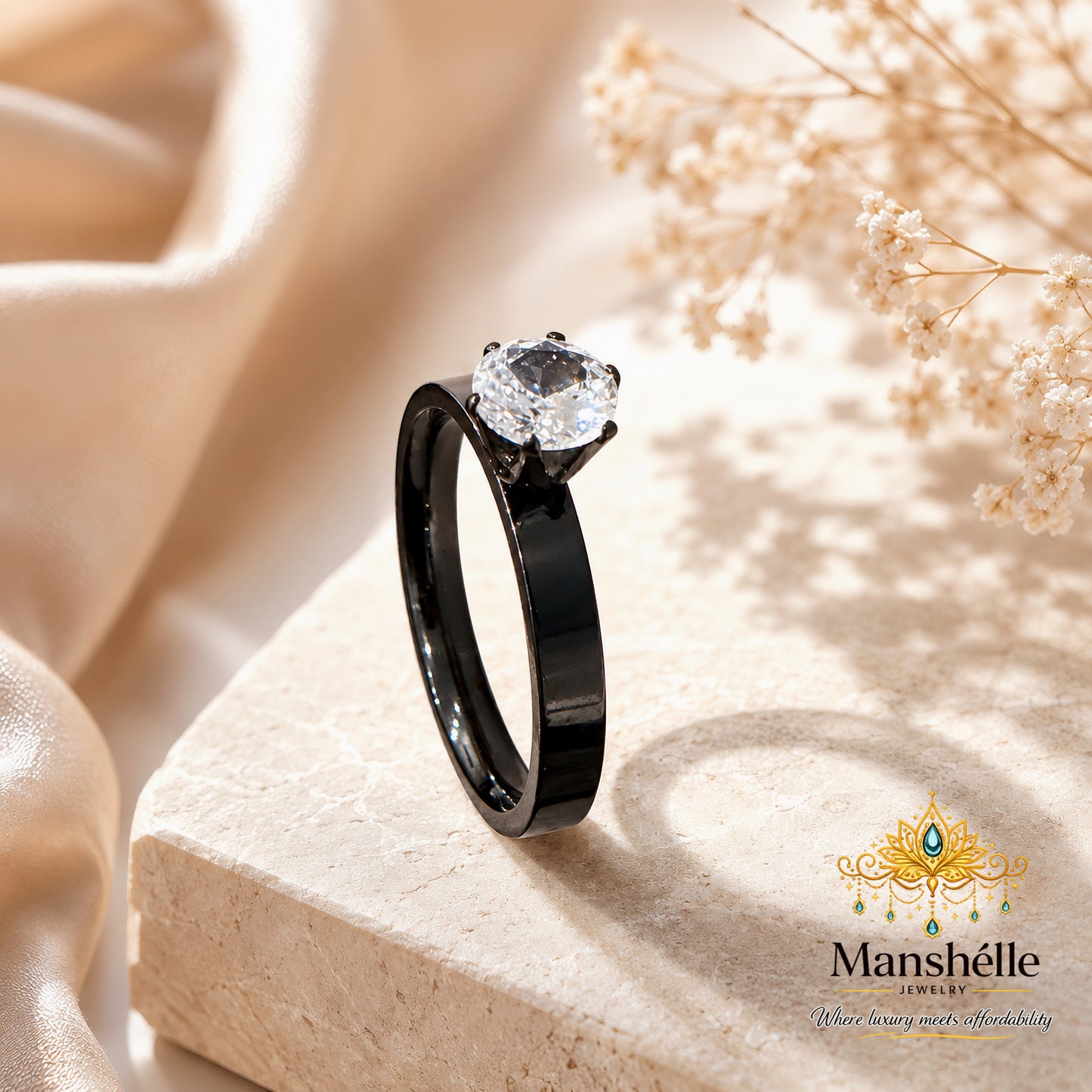 Manshélle Midnight Solitaire Ring