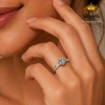 Manshélle Timeless Sparkle 925 Sterling Silver Six-Claw Solitaire Ring