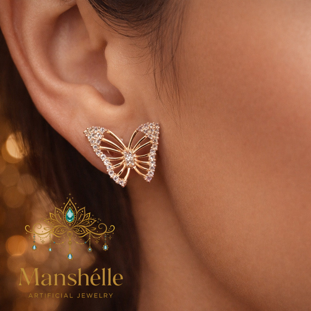Manshélle - Luxe Monarch Crystal Butterfly Earrings