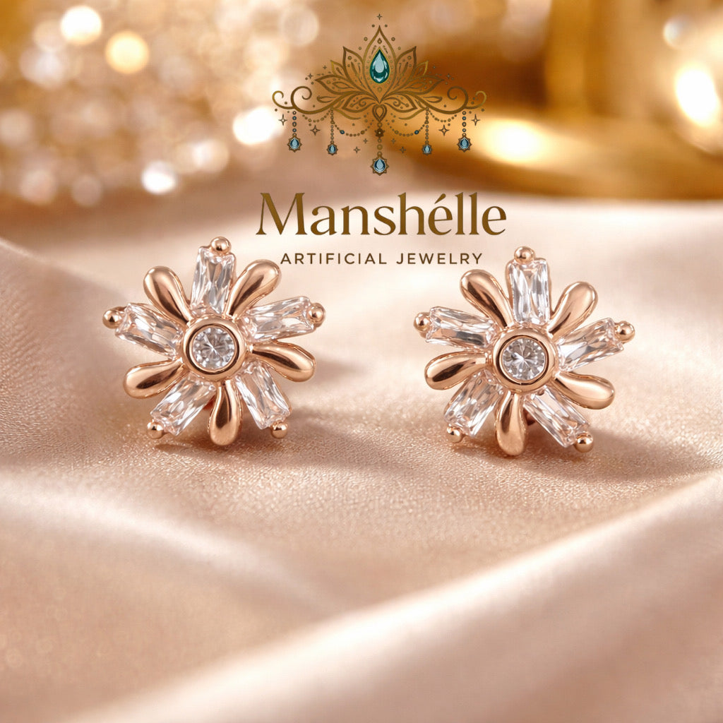 Manshélle - Aurora Petal Crystal Stud Earrings