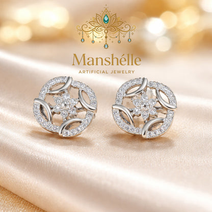 Manshélle - Celestial Bloom Crystal Stud Earrings
