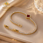 Manshélle Ruby Royale Clover Tennis Bracelet