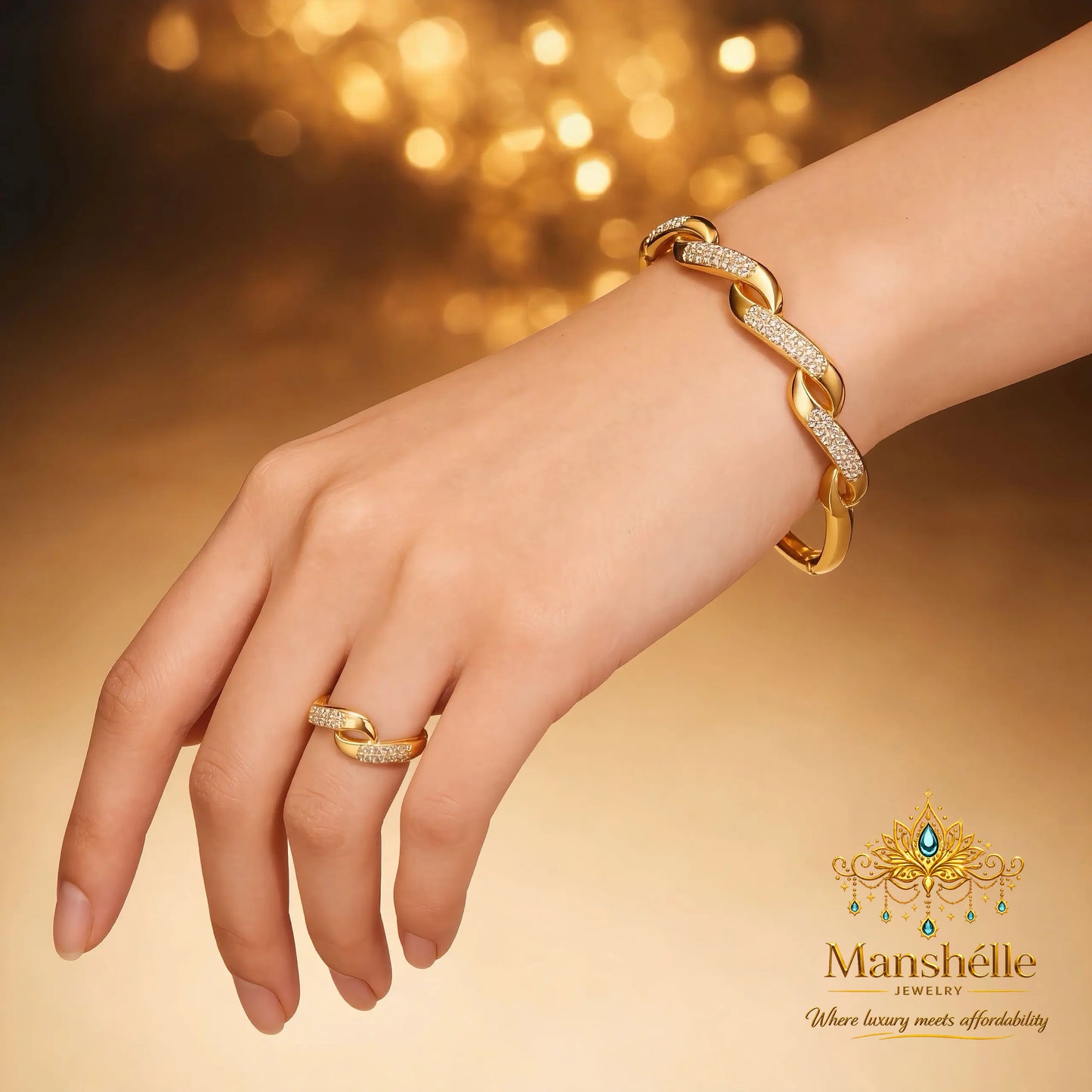Manshélle Celestia Twist Bangle & Ring Set