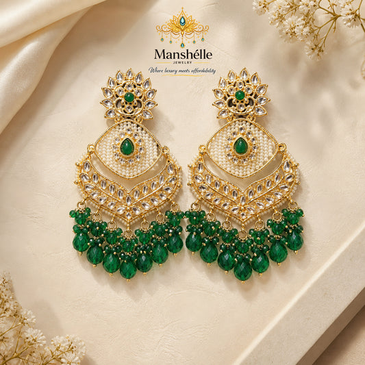 Manshélle Emerald Noor Chandelier Earrings
