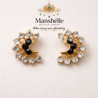 Manshélle - Midnight Bloom Crystal Stud Earrings