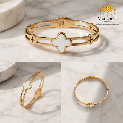 Manshélle Ivory Clover Luxe Bangle Bracelet