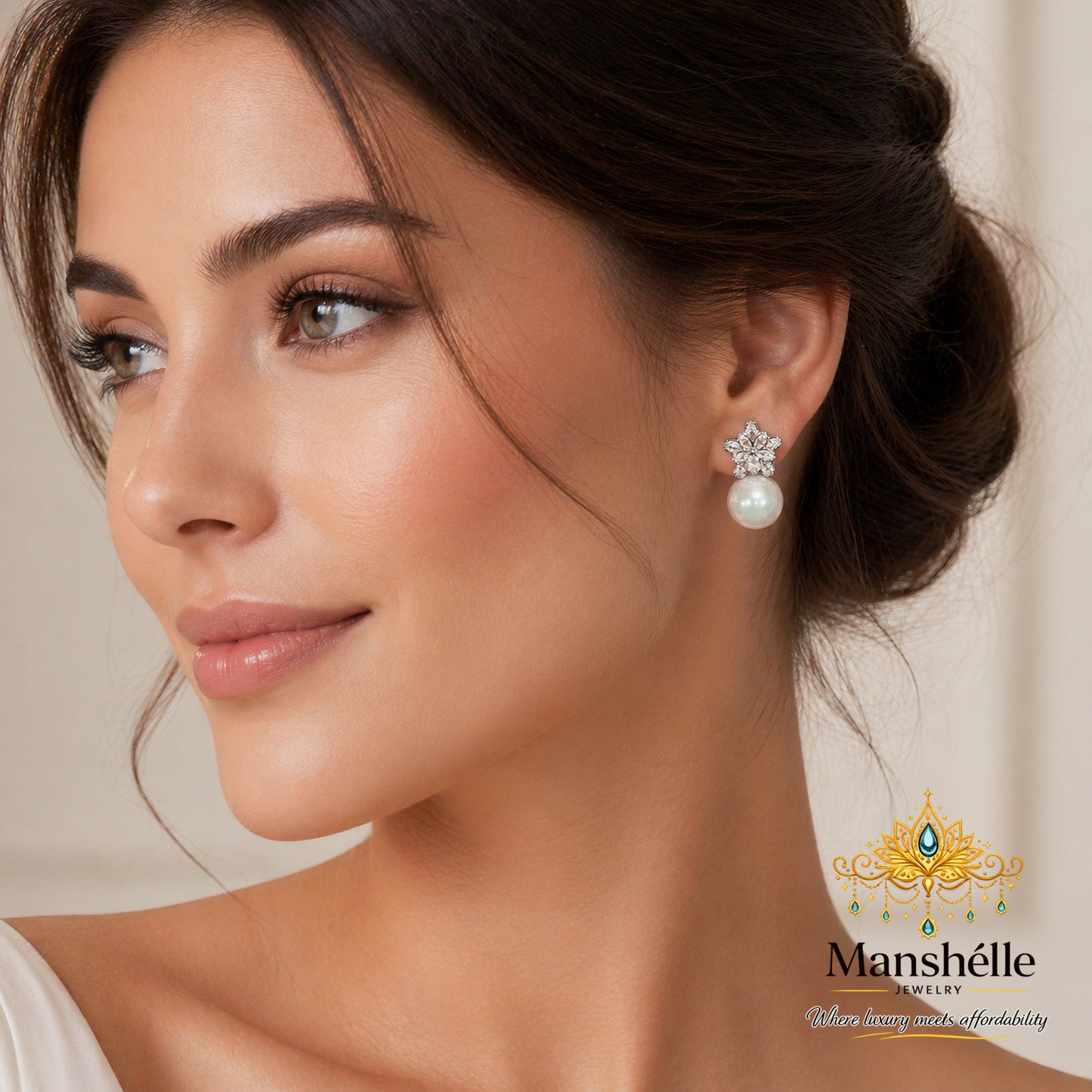 Manshélle Celeste Bloom Pearl Drop Earrings