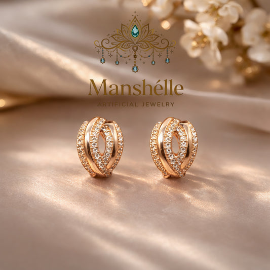 Manshélle - Radiant Twist Crystal Hoop Earrings