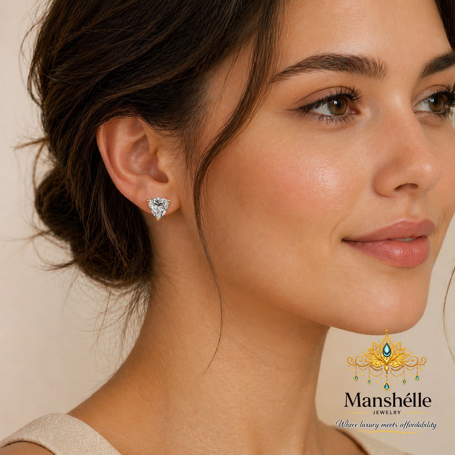 Manshélle Celeste Triangle Crystal Stud Earrings