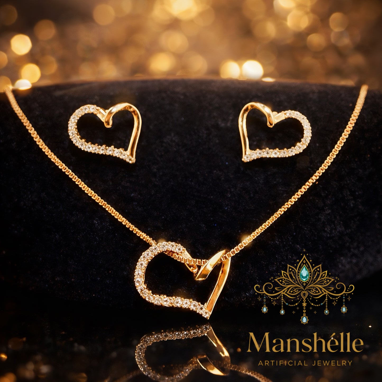 Manshélle - Golden Heart Radiance Pendant Set