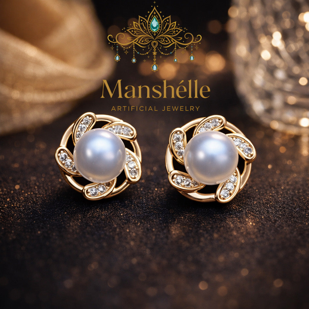 Manshélle - Aurora Pearl Bloom Stud Earrings