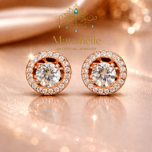 Manshélle - Celestia Halo Crystal Stud Earrings