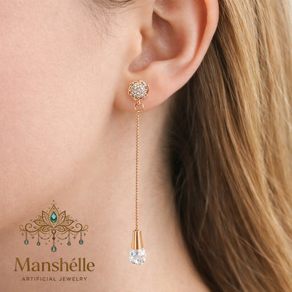 Manshélle - Aurora Crystal Drop Chain Earrings