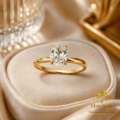 Manshélle Radiance Oval Solitaire Zircon Ring – 2CT Elegant Engagement Band