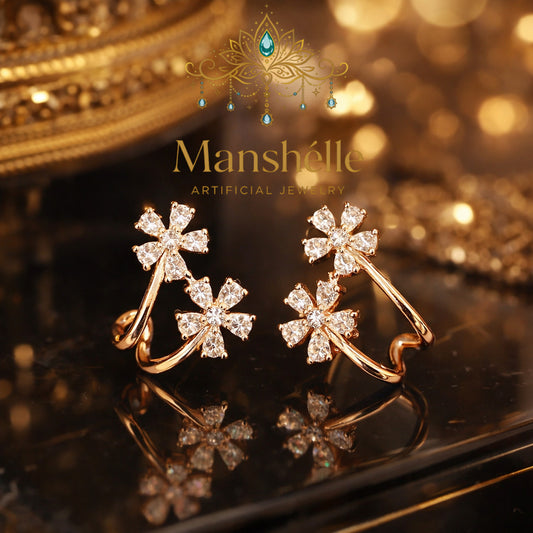 Manshélle - Starlina Bloom Crystal Climber Earrings