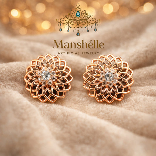 Manshélle - Rosette Radiance Crystal Stud Earrings