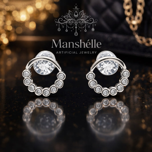 Manshélle - Celestial Halo Crystal Stud Earrings