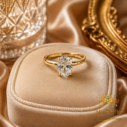 Manshélle Radiance Oval Solitaire Zircon Ring – 2CT Elegant Engagement Band