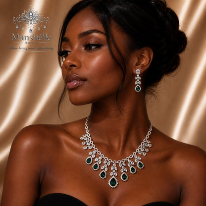 Manshélle Emerald Royale American Diamond Jewelry Set
