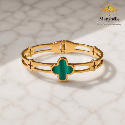 Manshélle Emerald Clover Luxe Bangle Bracelet